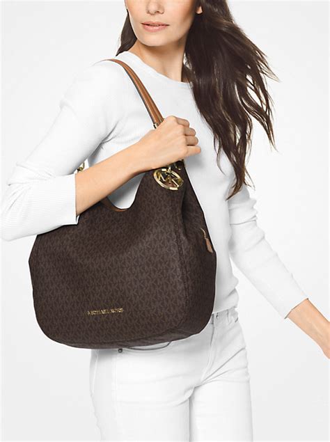 michael kors lillie large chain shoulder tote admiral|Lillie Large Signature Logo Shoulder Bag .